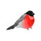 Flat vector icon of bullfinch. Small winter songbird with bright red belly and short beak. Wildlife and fauna theme