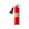 Flat vector icon of carbon dioxide CO2 fire extinguisher. Red steel cylinder with compressed gas. Flame prevention tool