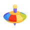 Flat vector icon of children whirligig toy. Plastic rainbow-colored humming top