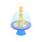Flat vector icon of children whirligig toy with transparent dome and balls inside. Humming top. Kids development game