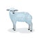 Flat vector icon of cute gray lamb. Small domestic sheep. Biblical and Christian sacrificial animal. Religious symbol