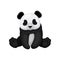 Flat vector icon of cute sitting panda. Little bamboo bear with black and white fur