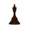 Flat vector icon of dark brown chess piece - king. Wooden figure of strategic board game