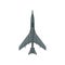 Flat vector icon of fast military aircraft. Gray fighter plane. Aviation industry theme. Design for mobile game