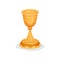 Flat vector icon of golden chalice used in Christian ceremonies. Liturgical vessel for sacramental wine or holy