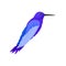 Flat vector icon of gorgeous blue colibri. Tropical bird with long beak. Fauna theme