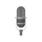 Flat vector icon of gray dynamic microphone in vintage style. Metal mic. Equipment of record or radio studio