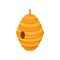 Flat vector icon of hanging beehive. House of bees. Honey production theme. Colorful element for mobile game