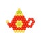 Flat vector icon of kettle made of children s mosaic. Game for development of logic and motor skills. Educational toy