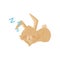 Flat vector icon of little sleeping bunny. Adorable brown rabbit with big ears and short tail