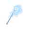 Flat vector icon of magic wand with blue star and bright sparkles. Stick with magical power. Witchcraft theme