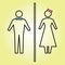 Flat vector: icon of a man and a woman on a yellow background. toilet sign.