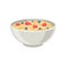 Flat vector icon of oatmeal porridge or rice with blueberry and strawberry in ceramic bowl. Delicious and healthy food