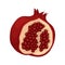 Flat vector icon of open pomegranate. Delicious garnet fruit full of vitamins. Natural and healthy food