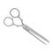 Flat vector icon of professional hair thinning scissors. Steel barber`s shears. Instrument for cutting hair
