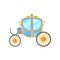 Flat vector icon of royal horse-drawn carriage with small cab. Vintage vehicle decorated with lanterns and golden