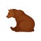 Flat vector icon of sitting brown bear, side view. Wild forest creature. Cartoon character of large mammal animal