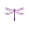 Flat vector icon of small dragonfly with purple body and beautiful wings. Small fast-flying insect