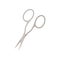 Flat vector icon of small stainless steel nail scissors. Instrument for manicure and pedicure. Cutting tool