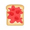 Flat vector icon of tasty sandwich. Toasted bread strawberry jam. Sweet snack for breakfast or lunch. Food theme