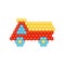 Flat vector icon of truck car made of multicolored children s mosaic. Game for toddlers. Development of logic and motor