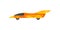 Flat vector icon of vintage sports car. Bright yellow orange racing car with spoiler. Automobile theme