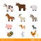 Flat vector icon wild farm domestic animal cartoon