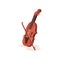 Flat vector icon of wooden violin with bow. Stringed musical instrument. Element for orchestra and music entertainment