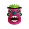 Flat vector icon of Zulu mask. Face with colorful ornaments. Traditional symbol of indigenous people, African tribes