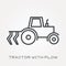 Flat vector icons with tractor with plow