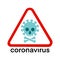 Flat vector illlustration Coronavirus with green skull , crossed bones  and red sign warning isolated on white background.