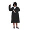 Flat vector illustration of an afro american girl in graduate uniform in cartoon style