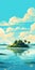 Flat Vector Illustration Of Atoll On A Sunny Day