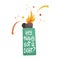 Flat vector illustration of a burning blue lighter with lettering - Hey, buddy, got a light