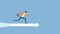 Flat vector illustration businessman speed running to target success