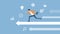 Flat vector illustration businessman speed running to target success