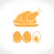 Flat vector illustration of chicken carcass meat and eggs.