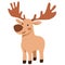 Flat vector illustration. Cute forest moose. Child illustration on white background