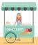 Flat vector illustration of girl with ice-cream