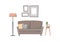 Flat vector illustration - Home interior. Ð¡ozy living room with