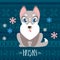 Flat vector illustration. Husky, nice friendly pet . Lit