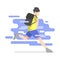 flat vector illustration of a little boy running to school wearing a backpack.