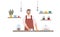 Flat vector illustration of male barista at the counter with a cup of coffee