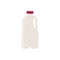 Flat vector illustration of milk in plastic half gallon jug with red cap. Isolated on white background.