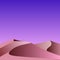 Flat vector illustration of night sand in the desert with purple sky and space for text