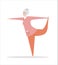 Flat vector illustration Senior Yoga. Cute grandmother in the Lord of Dance position.