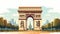 flat vector illustration, simple colors, arc de triomph in paris. Simple vector illustration of the arc de triumph