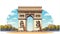 flat vector illustration, simple colors, arc de triomph in paris. Simple vector illustration of the arc de triumph