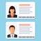 Flat Vector Illustration of Woman and Man ID Cards