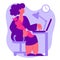 A flat vector image of a  mother with a baby breast-feeding on the working place